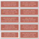 10個のゲスト名アドレスパーティー結婚 シール<br><div class="desc">10個々のゲスト名アドレスパーティーの結婚ホワイトスクリプトステッカーは、赤茶色の背景に白いスクリプトタイポグラフィの各ステッカーに、個々のゲスト名とアドレスを10個のステッカーで特色づける。結婚式招待状、クリスマスとホリデーカード、パーティの招待状、サンキューカード、オフィスのメール配信に最適。提供されている文字ボックスで文字を編集する。Evco Studioの他の色とオプションを表示https://www.zazzle.com/store/evcostudio</div>