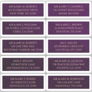 10個のゲスト名アドレスミスティカルプラム シール