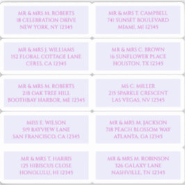 10個のゲスト名アドレス神秘的なラベンダー シール