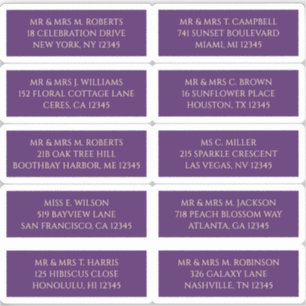 10個のゲスト名アドレス神秘的な紫 シール