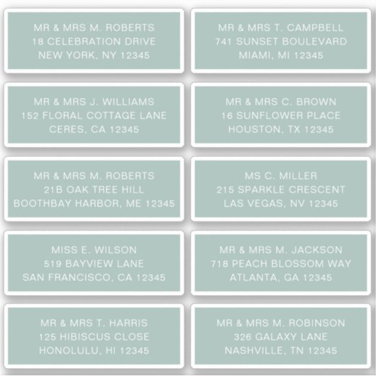 10個のゲスト名アドレス結婚パーティーのSti シール (正面)