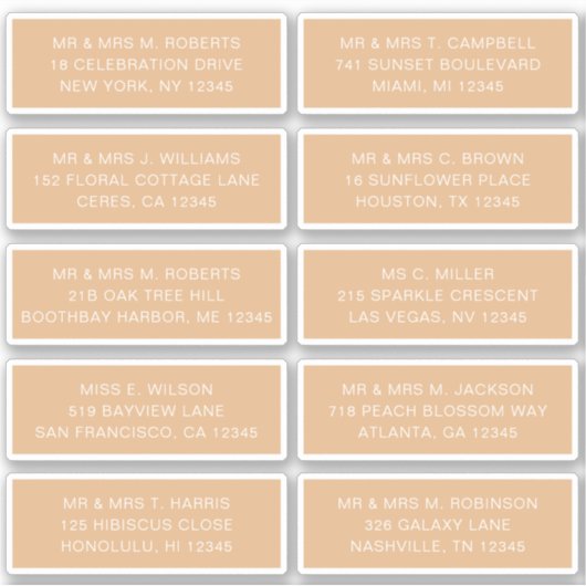 10個のゲスト名アドレス結婚パーティーのSti シール (正面)