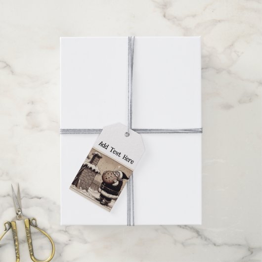 10個のサンタパーソナライズされたギフトラベル ギフトタグ (より糸付き)