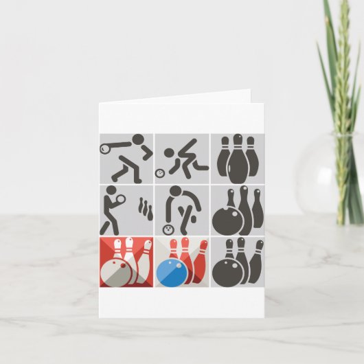 10個のピンボーリングアイコンノートカード カード (正面)