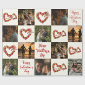 10個の写真をパーソナライズハッピーバレンタインデーレトロ ラッピングペーパー (フラット)