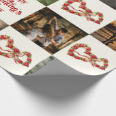 10個の写真をパーソナライズハッピーバレンタインデーレトロ ラッピングペーパー (角)