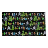 10個の小さなモンスターの枕ケース（黒） 枕カバー (裏面)