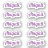 10個の小さな紫色の筆記体スクリプト名前をカスタムするラベル シール (正面)