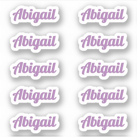 10個の小さな紫色の筆記体スクリプト名前をカスタムするラベル シール (正面)