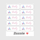 10個の小さな透明ユニコーンの名前ラベルのセット シール (シート)