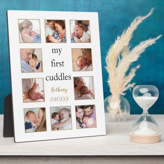 10個の画像が最初の子の名前を並べ生まれたばかりのる フォトプラーク (側面)