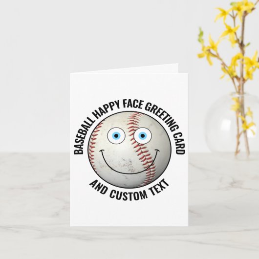 10個セット 青い目をしたハッピー フェイスの野球ボールを使ったカスタム グリーティングカード (黄色い花)