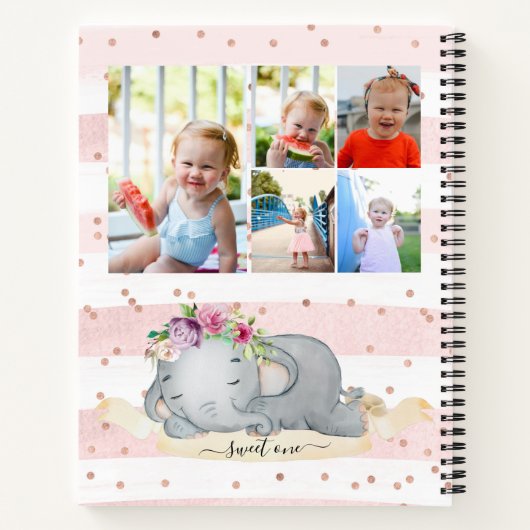 10写真コラージュ恋しく思オネダーフルベビーゾウ ノートブック (裏面)