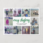10写真コラージュ – メリークリスマスグリーン シーズンポストカード (正面)