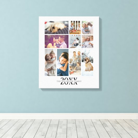 10写真パーソナライズされたと文字ファミリーコラージュ キャンバスプリント (インサイチュ (ウッドフロア))