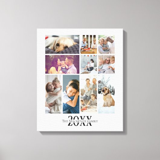 10写真パーソナライズされたと文字ファミリーコラージュ キャンバスプリント (正面)