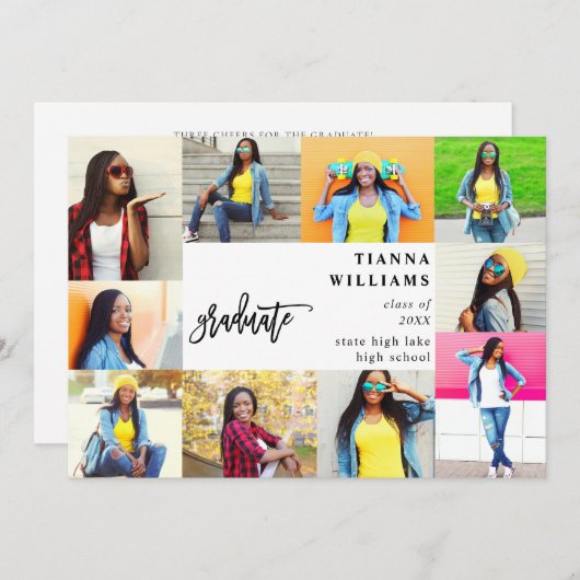 10写真数々の卒業発表 招待状 (正面/裏面)