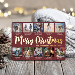10写真Burgundy Merry Christmas モダン Collage 箔シーズンカード<br><div class="desc">楽しいスタイリッシュ挨拶と写真の共有10をお気に入りの金ゴールドフォトのコラージュのバカスタムルガンディとフォイルのホリデーカードと一緒に送る。このテンプレート上のすべての文字シンプルは、Merry Christmas、Happy Holiday、季節のごあいさつ、新年の応援などの言葉を含むようにパーソナライズする簡単である（画像配置のヒント：写真を正確に中心に撮影する方法は、Zazzleウェブサイトにアップロードする前にそれをトリミングする）。 カードの前面にはダーク実在レッドの背景に金属製の金ゴールド箔が印刷されグラデーションている。ミニマモダンリストデザインには、トレンディー手書きスタイル台本の書シンプル跡、背面のタイポグラフィメッセージ、キャプション付き10平方ユニーク分の写真グリッドも含まれる。家族や友人は、このカードをエレガント表示すカスタマイズるのが好き。</div>