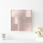 10分のミニマリズムの正方形の幾何学のばら色のルクス スクエア壁時計 (ホーム)
