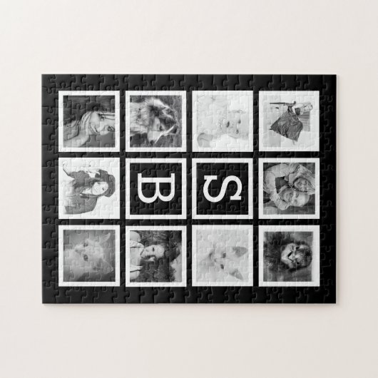 10匹の写真およびイニシャルが付いている大きくカスタムなパズル ジグソーパズル (横)