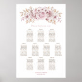 10卓 ピンクフラワーの結婚式座席表 ポスター (正面)