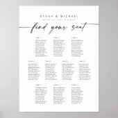 10台のモダンテーブルで座席表を見つける ポスター (正面)