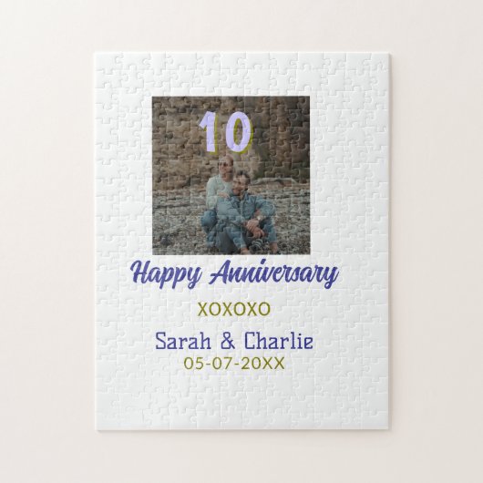 10周年おめでとう パープル ゴールド ジグソーパズル (縦)