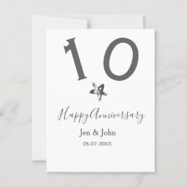 10周年おめでとう 名前 日付 灰色 メタル スター b ポストカード