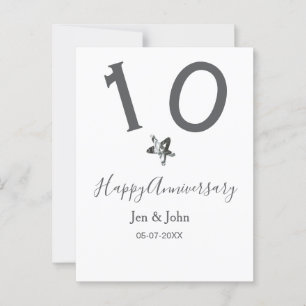 10周年おめでとう 名前 日付 灰色 メタル スター b ポストカード