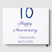 10周年おめでとう 青いグリッター 名前 日付を追加 ゲストブック (裏面)