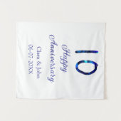 10周年おめでとう 青い輝き 名前 日付を追加 タペストリー (正面(横))