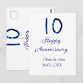 10周年おめでとう 青い輝き 名前 日付を追加 ポストカード (正面/裏面)
