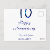 10周年おめでとう 青い輝き 名前 日付を追加 ポストカード (裏面)