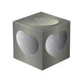 10周年のTin結婚カラーハートフレーム フォトキューブ (正面アングル)