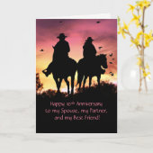 10周年を記念して、馬に乗るかわいいカップル カード (黄色い花)