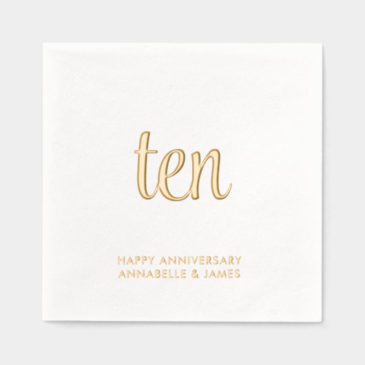 10周年エレガント金結婚箔ナプキンス 箔ナプキン (正面)