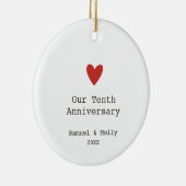 10周年パーソナライズされたミニマル セラミックオーナメント (右)