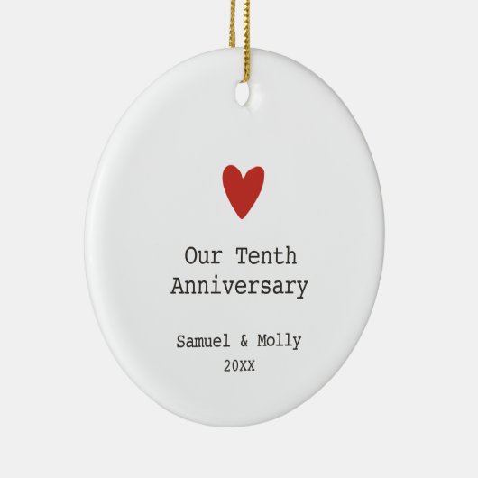 10周年パーソナライズされたミニマル セラミックオーナメント (右)