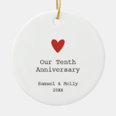 10周年パーソナライズされたミニマル セラミックオーナメント (正面)