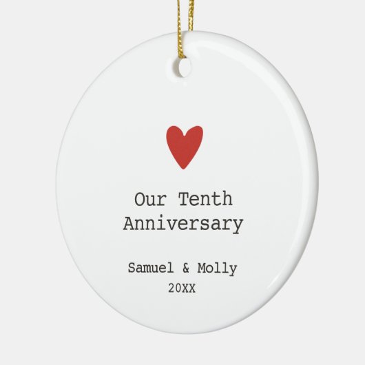 10周年パーソナライズされたミニマル セラミックオーナメント (左)