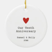 10周年パーソナライズされたミニマル セラミックオーナメント (裏面)