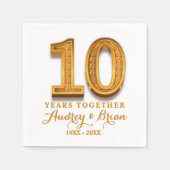 10周年パーソナライズされた スタンダードカクテルナプキン (正面)