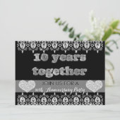 10周年パーティー 10年一緒 ハート 招待状 (スタンド正面)