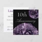 10周年招待状深いパープルバラ 招待状 (正面/裏面)