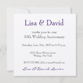 10周年招待状深いパープルバラ 招待状 (裏面)