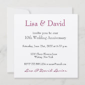 10周年招待状-ピンクローズ 招待状 (裏面)