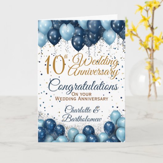 10周年結婚おめでとう カード (黄色い花)