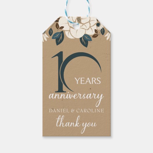 10周年結婚お礼を申し上げる素朴 ギフトタグ (正面)