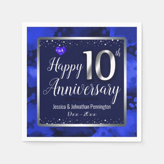 10周年結婚を迎える スタンダードカクテルナプキン (正面)