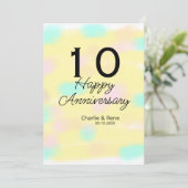 10周年結婚イエローパステル名レトロbo 招待状 (スタンド正面)